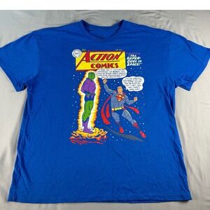 DC Comics Action Comics 242 Superman Brainiac Graphic T-Shirt XL Blue Mad Engine